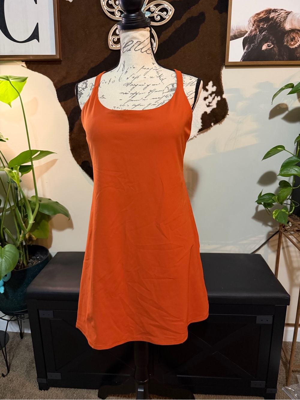 HALARA Orange Scoop Neck Mini Dress